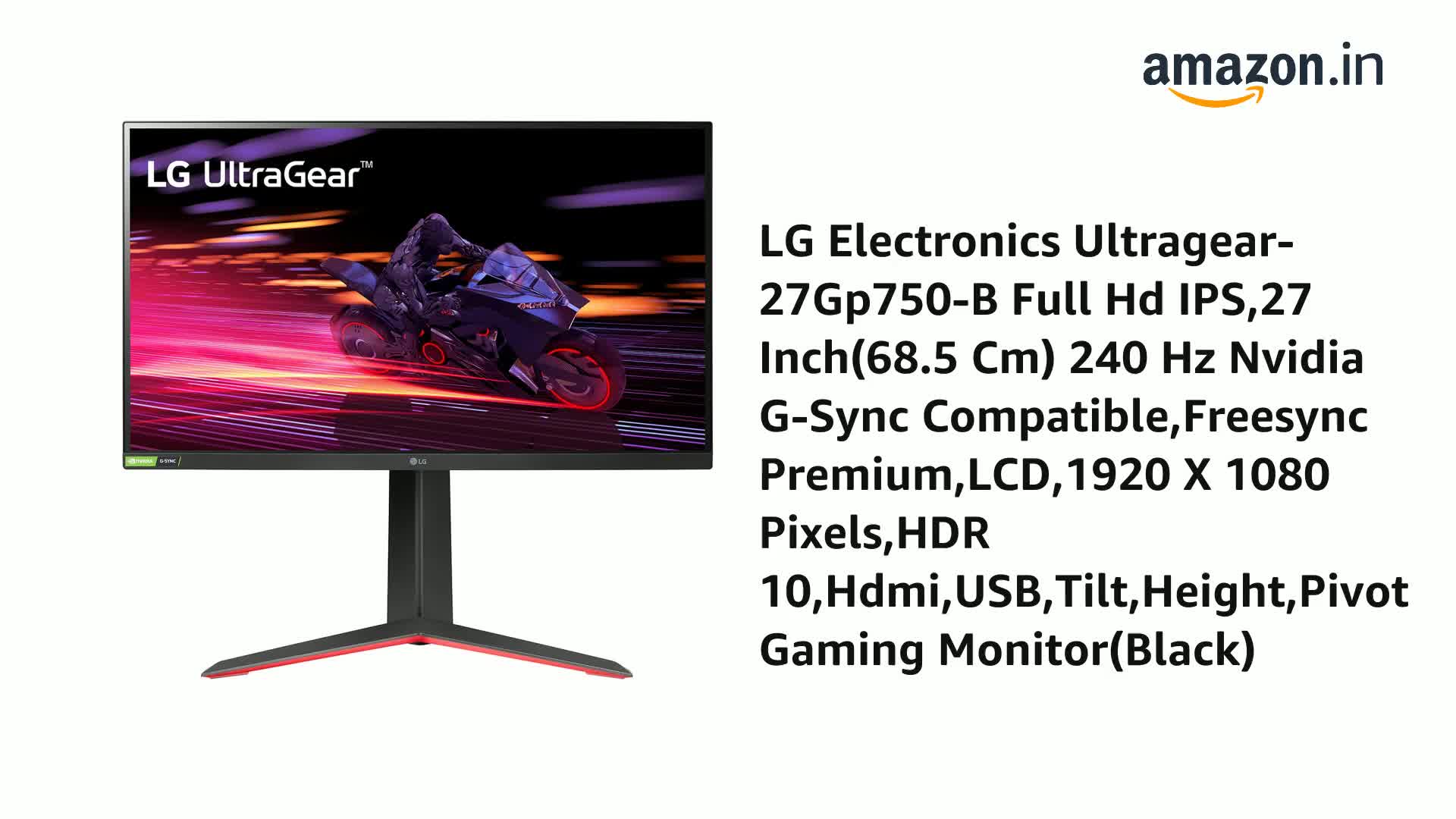 LG Electronics Ultragear-27Gp750-B Full Hd IPS,27 Inch(68.5